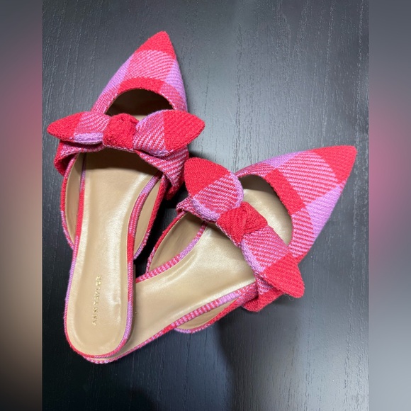 Ann Taylor Vibrant Pink and Red pointed toe Mules new - Picture 2 of 6
